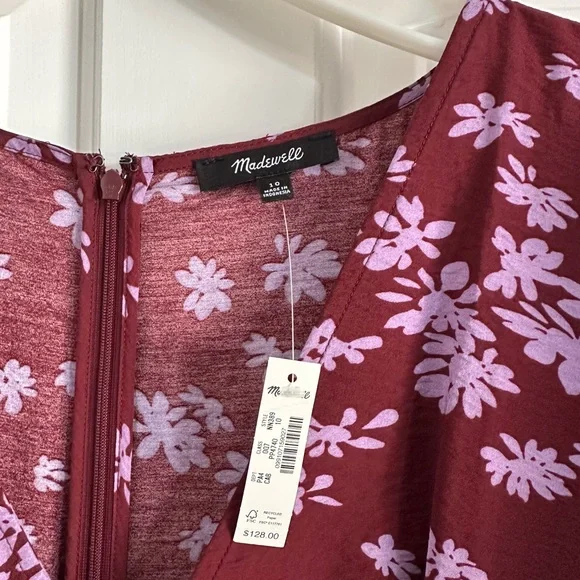 Madewell Burgundy Floral Midi Dress - Picture 2 of 3